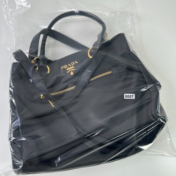 Prada Women's Black Leather Bottom Studs Adjustable Shoulder Handbag Size Small - Picture 12 of 12